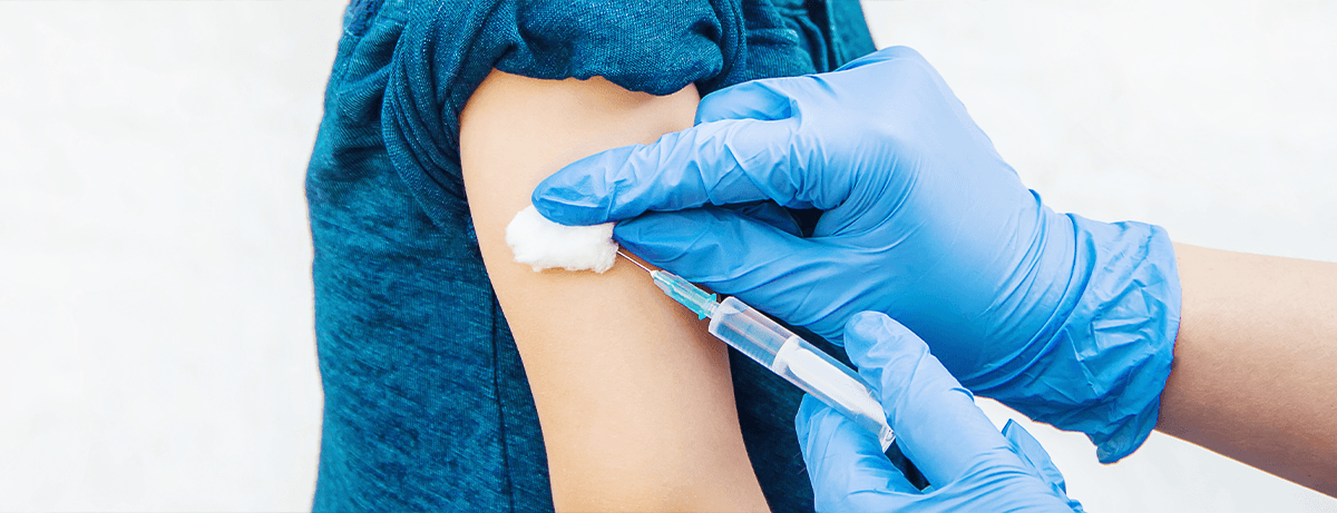 close up of child getting an injection