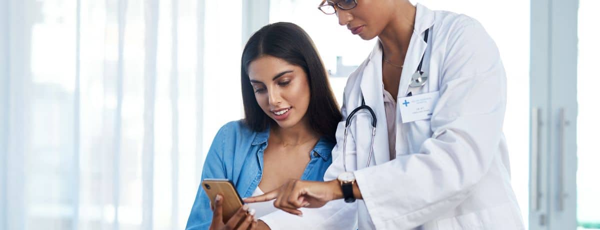 doctor and patient reviewing test results